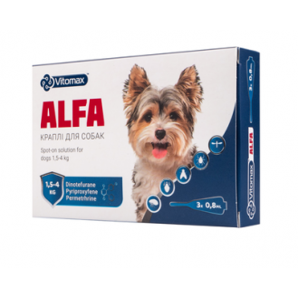 Краплі ''Альфа'' для собак 1,5 -4 кг (1 піпетка)