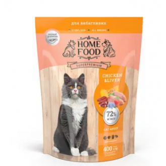 Home Food Корм Cat  Adult Для вибагливих Chicken/Liver 400г