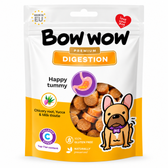Ласощі для собак Bow Wow Premium Digestion для підтримання травлення з юкою, розторопшею та колагеном, 60 г