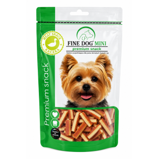 Ласощі для собак Fine Dog Mini Sandwich Mini Strips з качкою, м'які сендвіч-стріпси, 80 г Ласощі для собак Fine Dog Mini Sandwich Mini Strips з качкою, м'які сендвіч-стріпси, 80 г