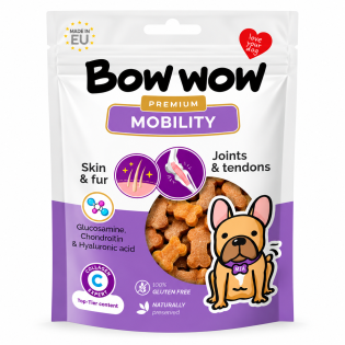 Ласощі для собак Bow Wow Premium Mobility для підтримання суглобів із колагеном, глюкозаміном і хондроїтином, 60 г Ласощі для собак Bow Wow Premium Mobility для підтримання суглобів із колагеном, глюкозаміном і хондроїтином, 60 г