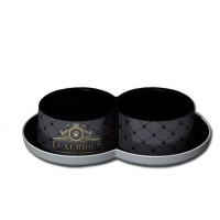 Миска для котів та собак Tommi подвійна пластикова 0,35л luxurious - чорна Миска для котів та собак Tommi подвійна пластикова 0,35л luxurious - чорна