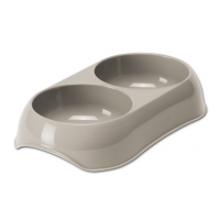 Миска для котів та собак подвійна пластикова Tommi 200 мл - сіра