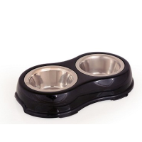 Миска металева з пластиком подвійна Tommi Twinnie 0.21l - чорна Миска металева з пластиком подвійна Tommi Twinnie 0.21l - чорна