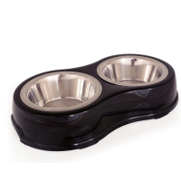 Миска металева з пластиком подвійна Tommi Twinnie 0.7l - чорна Миска металева з пластиком подвійна Tommi Twinnie 0.7l - чорна