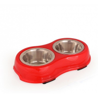 Миска металезва з пластиком подвійна Tommi Twinnie 0.21l -  червона