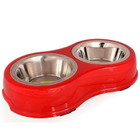 Миска металева з пластиком  подвійна Tommi Twinnie 0.4l - червона