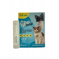 Краплі для собак та котів Petoni Planet до 2 кг (0,5мл) фіпроніл ( ціна 1 шт)