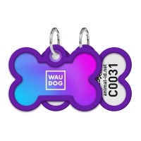 Адресник для собак і котів WAUDOG Smart ID з QR-паспортом, градієнт фіолетовий, 40 × 28 мм, арт. 69679