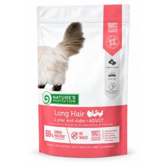 Сухий корм для довгошерстих котів Nature’s Protection Long Hair Adult з птицею, 400 г