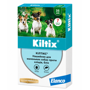Kiltix 35 см — протипаразитарний нашийник для собак дрібних порід від бліх і кліщів Kiltix 35 см — протипаразитарний нашийник для собак дрібних порід від бліх і кліщів