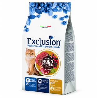 Сухий корм для стерилізованих котів Exclusion Mediterraneo Monoprotein Sterilised з яловичиною, 300 г Сухий корм для стерилізованих котів Exclusion Mediterraneo Monoprotein Sterilised з яловичиною, 300 г