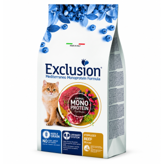 Сухий корм для стерилізованих котів Exclusion Mediterraneo Monoprotein Sterilised з яловичиною, 300 г