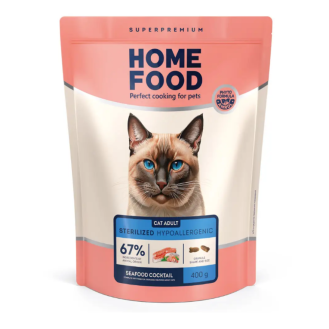 Сухий корм для стерилізованих котів Home Food «Морський коктейль», 400 г Сухий корм для стерилізованих котів Home Food «Морський коктейль», 400 г