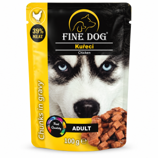 Вологий корм для дорослих собак Fine Dog з куркою в соусі, 100 г