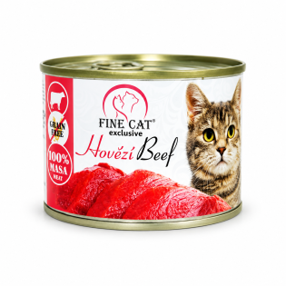 Вологий корм для дорослих котів Fine Cat з яловичиною, 200 г