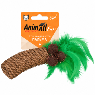 Іграшка для котів AnimAll Fun «Пальма» з сизалю та пір’я