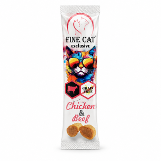 Ласощі для котів Fine Cat м’ясні рулетики з куркою та яловичиною, 10 г, 1 пакетик Ласощі для котів Fine Cat м’ясні рулетики з куркою та яловичиною, 10 г, 1 пакетик