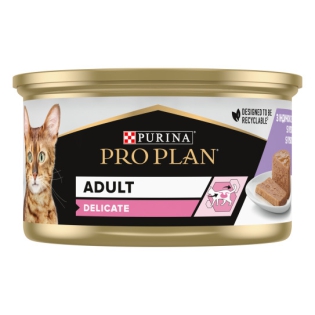 Вологий корм-мус для дорослих котів із чутливим травленням Purina Pro Plan Delicate з індичкою, 85 г