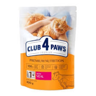 Сухий корм для дорослих котів Club 4 Paws Premium з телятиною, 300 г