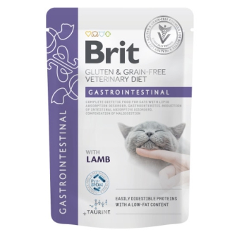 Вологий корм для котів Brit Veterinary Diet Gastrointestinal з ягням у соусі, 85 г Вологий корм для котів Brit Veterinary Diet Gastrointestinal з ягням у соусі, 85 г
