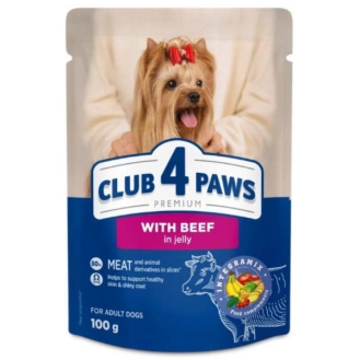 Вологий корм для собак Club 4 Paws Premium з яловичиною в желе, 100 г