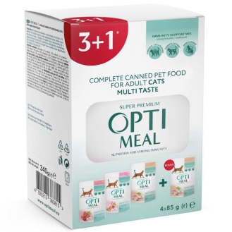 Набір вологого корму для дорослих котів Optimeal Adult Cats Multi Taste №3 з різними смаками, 340 г Набір вологого корму для дорослих котів Optimeal Adult Cats Multi Taste №3 з різними смаками, 340 г