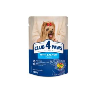 Вологий корм для собак малих порід Club 4 Paws Premium з лососем у соусі, 100 г