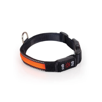 Світлодіодний нашийник для собак Tommi USB M, 40–50 × 2,5 см, помаранчевий