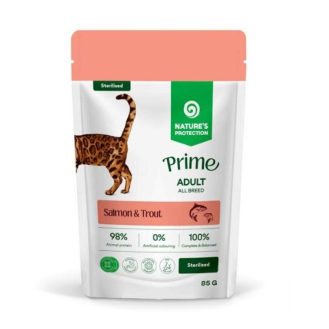 Вологий корм для стерилізованих котів Nature's Protection PRIME з лососем і фореллю в соусі, 85 г