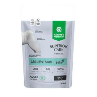 Вологий беззерновий корм для собак Nature's Protection Superior Care White Dogs з білою рибою та крилем у соусі, 85 г