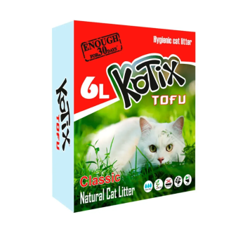 Наповнювач для котячого туалету Kotix Tofu Classic соєвий без аромату, 6 л Наповнювач для котячого туалету Kotix Tofu Classic соєвий без аромату, 6 л