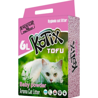 Наповнювач для котячого туалету Kotix Tofu Baby Powder соєвий з ароматом дитячої пудри, 6 л