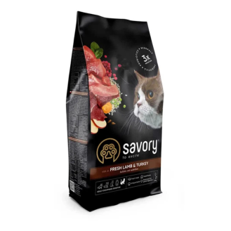 Сухий корм для котів із чутливим травленням Savory Adult Cat Sensitive Digestion зі свіжим ягням та індичкою, 2 кг Сухий корм для котів із чутливим травленням Savory Adult Cat Sensitive Digestion зі свіжим ягням та індичкою, 2 кг