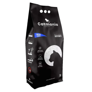 Бентонітовий наповнювач для котячого туалету Catmania Freshness з блакитними гранулами, 5 л