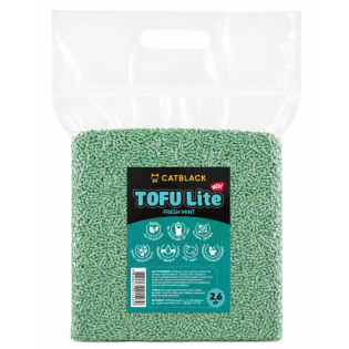 Наповнювач для котячого туалету CATBLACK TOFU Lite Fresh Mint соєвий грудкувальний з ароматом свіжої м'яти, вакуумна упаковка, 2,6 кг / 6 л Наповнювач для котячого туалету CATBLACK TOFU Lite Fresh Mint соєвий грудкувальний з ароматом свіжої м'яти, вакуумна упаковка, 2,6 кг / 6 л