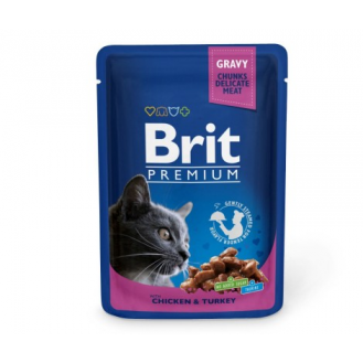 Корм Brit Premium консерва для котів курка/індичка 100г 