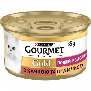 Вологий корм для котів Gourmet Gold «Подвійне задоволення» з качкою та індичкою, 85 г Вологий корм для котів Gourmet Gold «Подвійне задоволення» з качкою та індичкою, 85 г