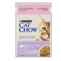 Вологий корм для котів Cat Chow Sensetive Adult pouch 85 г - лосось та кабачок
