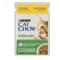 Вологий корм для стерилізованих котів Cat Chow Adult 85 г - курка і баклажани
