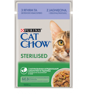 Вологий корм для стерилізованих котів Cat Chow Adult 85 г - ягня та квасоля