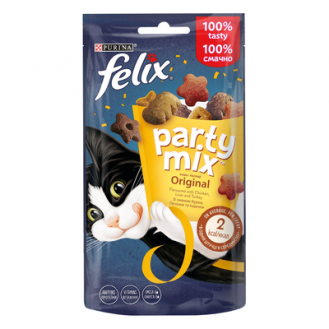 Ласощі для котів Purina Felix Party Mix Оріджинал Мікс курка - печінка та індичка Ласощі для котів Purina Felix Party Mix Оріджинал Мікс курка - печінка та індичка