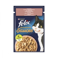 Вологий корм для котів Felix Sensations Sauces 85 г - лосось та креветки