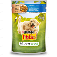 Вологий корм пауч для цуценят Friskies pouch, 100г - курка/морква