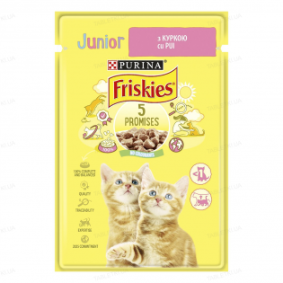 Вологий корм пауч для кошенят Friskies Junior pouch, 85г - курка