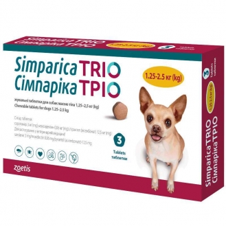 Сімпарика Тріо жувальні таблетки для собак  1,25-2,5 кг (1 таблетка)