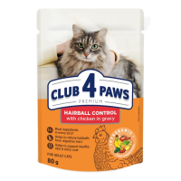 Вологий корм для котів з ефектом виведення вовни Club 4 Paws Premium 80 г - курка