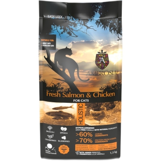 Сухий корм Ambrosia Grain Free Sterilized Cat Fresh Salmon & Chicken для стерилізованих котів зі свіжим лососем та куркою 1.5 кг Сухий корм Ambrosia Grain Free Sterilized Cat Fresh Salmon & Chicken для стерилізованих котів зі свіжим лососем та куркою 1.5 кг