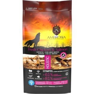 Сухий корм Ambrosia Grain Free для цуценят з куркою та свіжим лососем 2 кг