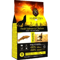 Сухий корм Ambrosia Grain Free для дорослих собак малих порід зі свіжою куркою та лососем 6 кг Сухий корм Ambrosia Grain Free для дорослих собак малих порід зі свіжою куркою та лососем 6 кг